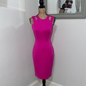 Elegant Bright Pink Sleeveless Dress